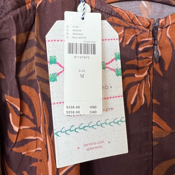 NWT Farm Rio Long-Sleeve Low-Back Printed Midi Dress SIZE M - Picture 7 of 7